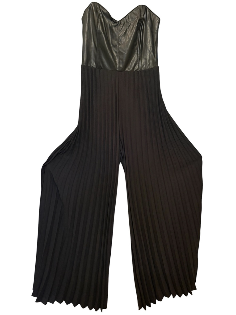 NWT DO+BE Strapless Wide Leg Pleated Black Jumpsuit Romper Women’s Medium - Picture 5 of 9